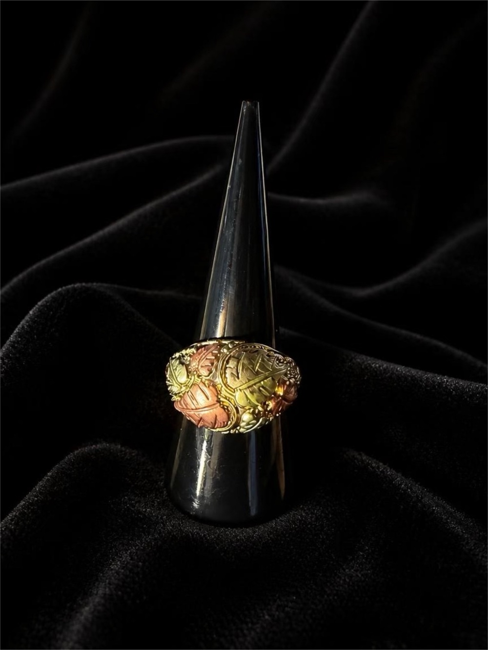 Gold and Rose-Tone Floral Statement Ring Size 8 1/2